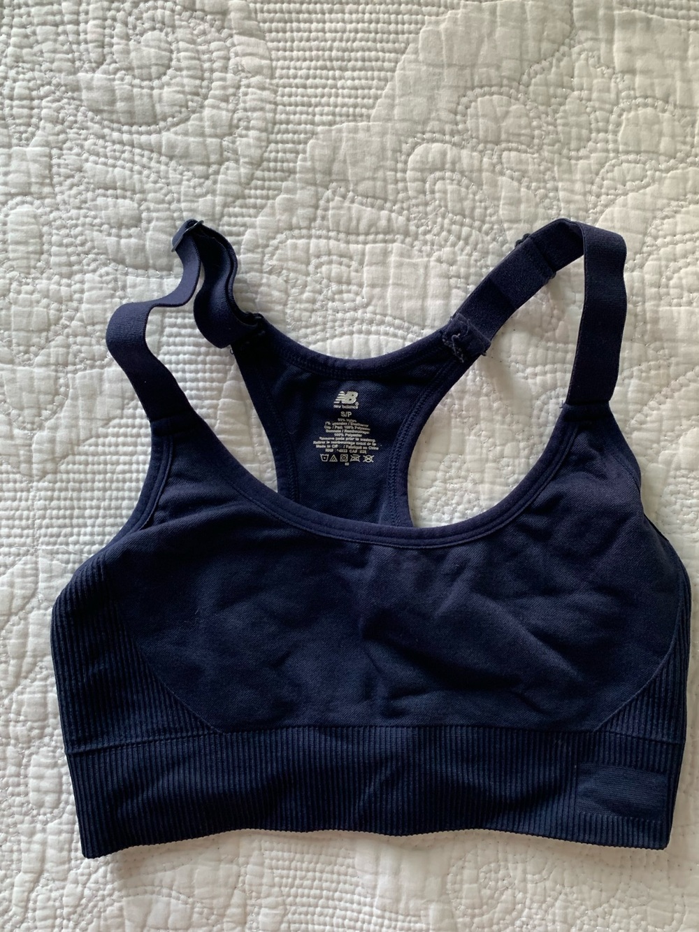 Navy blue New Balance sports bra